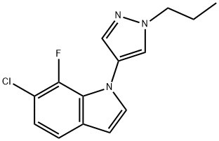 6-ক্লোরো-7-ফ্লুরো-1-(1-প্রোপাইল-1এইচ-পাইরাজল-4-ইএল)-1এইচ-ইন্ডোল CAS নং : 1782070-67-0